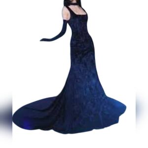NWT DOLLS KILL X UNHOLY LOST IN LUST DARK BLUE VELVET DRESS SZ MD EXTREMELY RARE